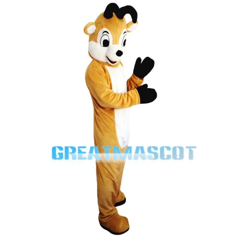 Clever Light Brown & White Fawn Mascot Costume