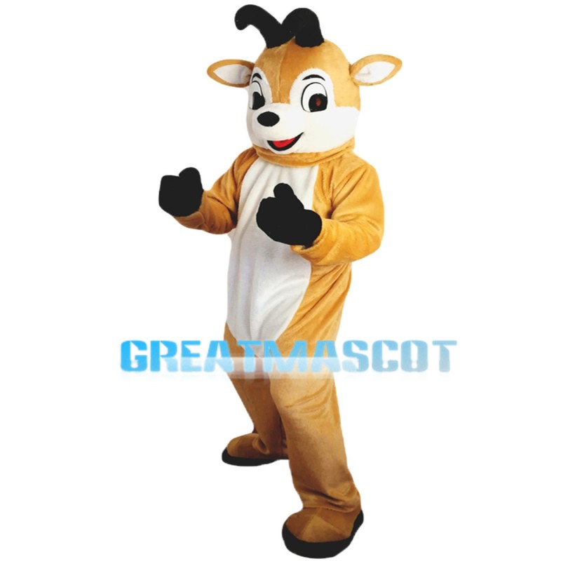 Clever Light Brown & White Fawn Mascot Costume