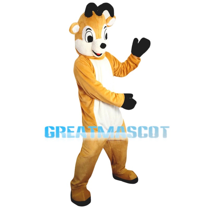 Clever Light Brown & White Fawn Mascot Costume