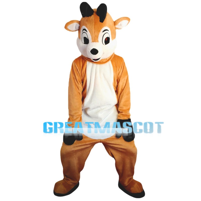 Clever Light Brown & White Fawn Mascot Costume