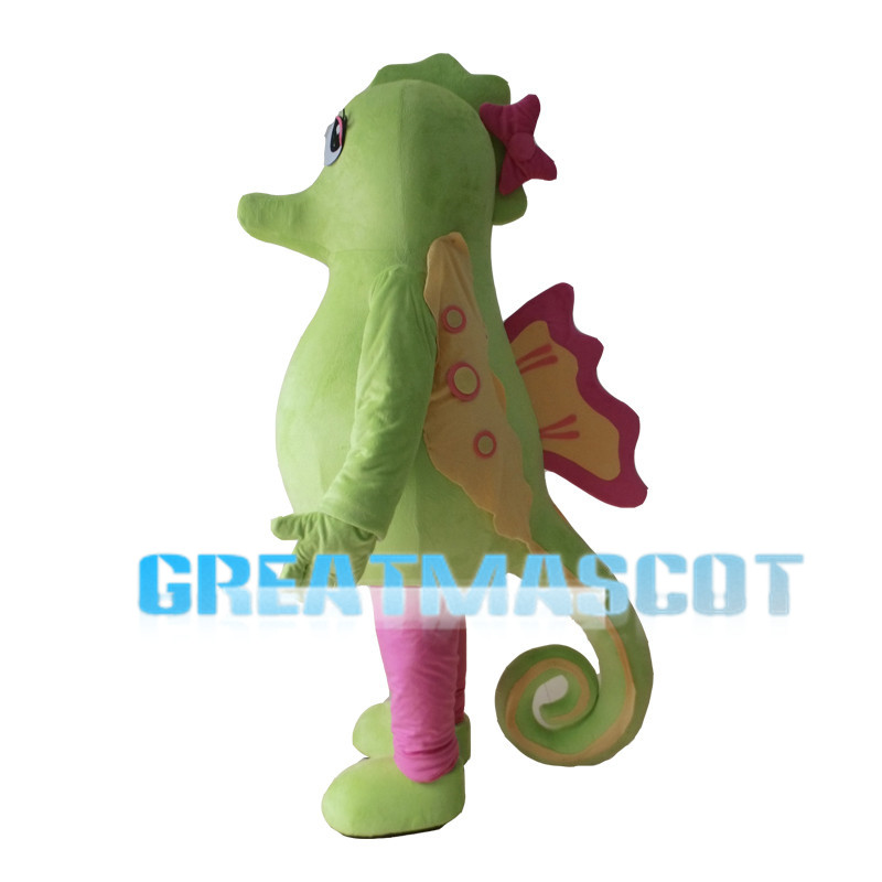 Green Seahorse With Pink Pants Mascot Costume