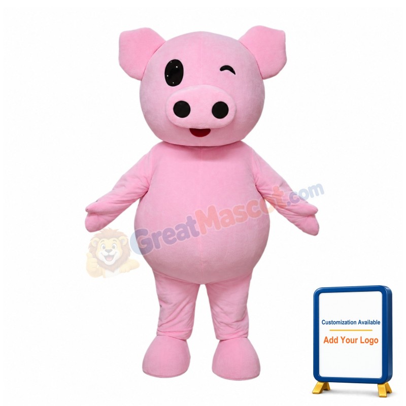 Cartoon Pink Little Pig Mascot Costume