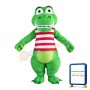 Green Crocodile With Striped Vest Mascot Costume