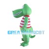 Green Crocodile With Striped Vest Mascot Costume