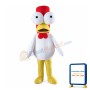 Long Head White Chicken With Protruding Eyes Mascot Costume
