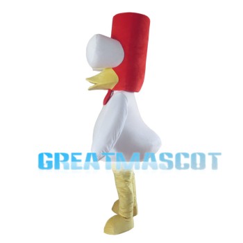 Long Head White Chicken With Protruding Eyes Mascot Costume
