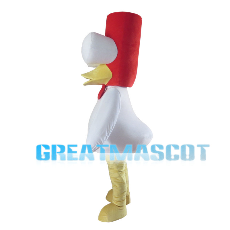 Long Head White Chicken With Protruding Eyes Mascot Costume