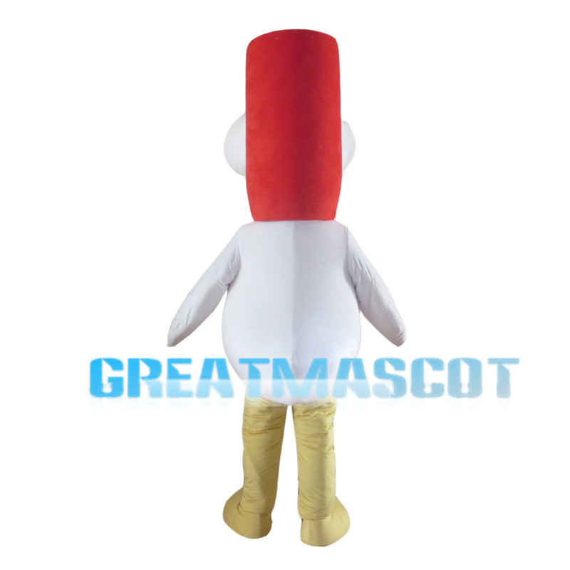 Long Head White Chicken With Protruding Eyes Mascot Costume