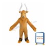 Brown Reindeer With White Antlers Mascot Costume