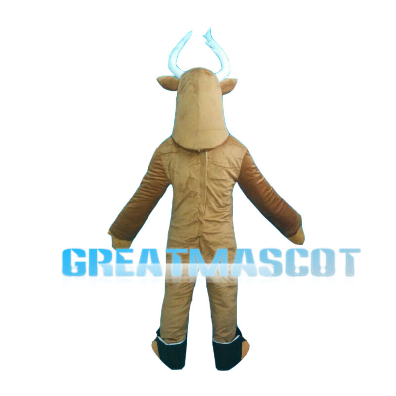 Brown Reindeer With White Antlers Mascot Costume