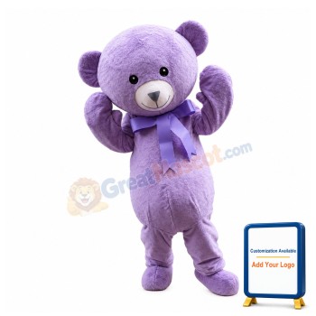 Light Purple Lavender Bear Mascot Costume