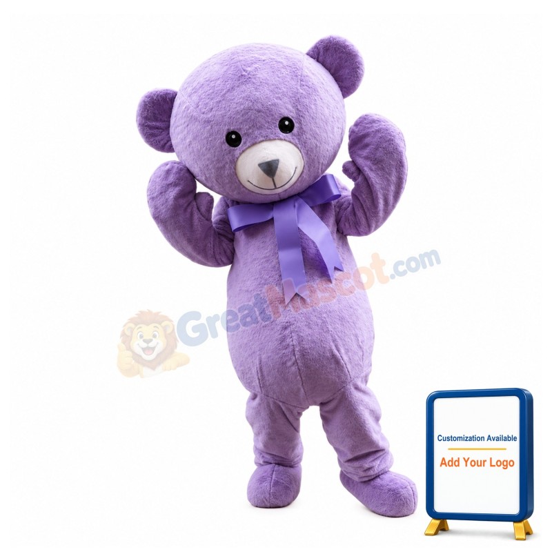 Light Purple Lavender Bear Mascot Costume