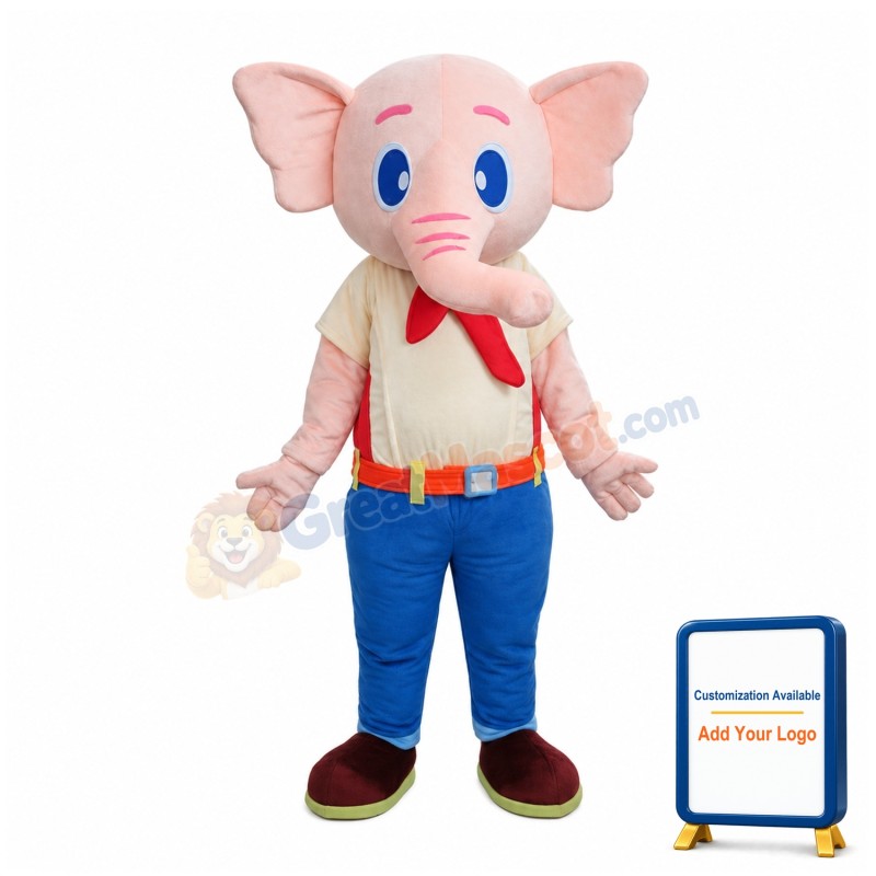 Blue Eyes Student Elephant Mascot Costume