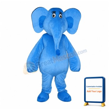 Adult Cartoon Blue Elephant Mascot Costume