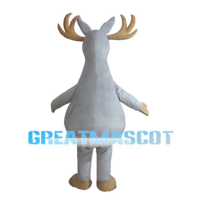 White Reindeer With Brown Antlers Mascot Costume