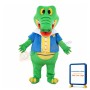 Pleasant Crocodile With Blue Blouse Mascot Costume
