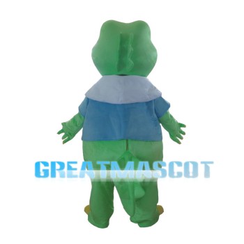 Pleasant Crocodile With Blue Blouse Mascot Costume