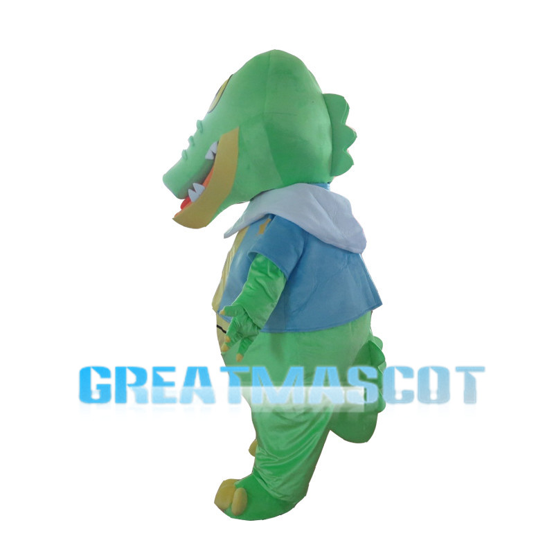 Pleasant Crocodile With Blue Blouse Mascot Costume