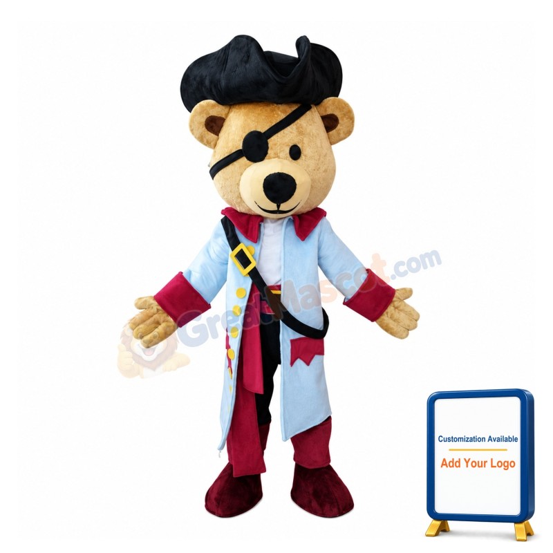 Pirate Captain Bear Mascot Costume