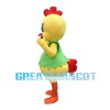 Little Yellow Chicken With Green Vest Mascot Costume