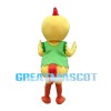 Little Yellow Chicken With Green Vest Mascot Costume