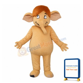 Funny Elephant With Brown Hair Mascot Costume