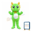 Green Dragon With Golden Scarf Mascot Costume