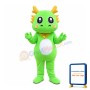 Green Dragon With Golden Scarf Mascot Costume