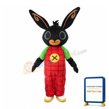 Black Rabbit With Red Plaid Pants Mascot Costume