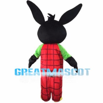 Black Rabbit With Red Plaid Pants Mascot Costume