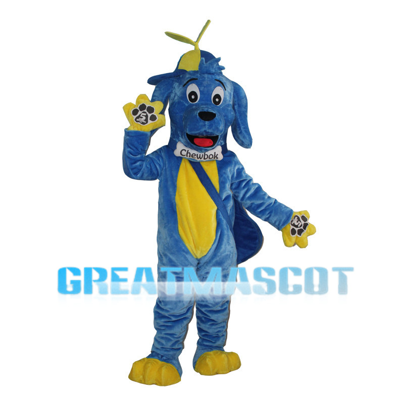 Blue Dog Carrying Guitar Mascot Costume
