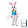White Rabbit Holding Basket Mascot Costume