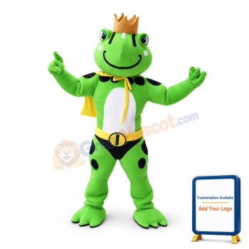 Powerful Crown Frog With Cloak Mascot Costume