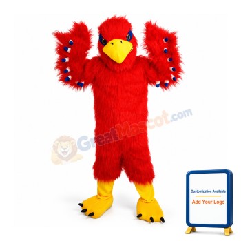 Pointy Beak Red Furry Eagle Mascot Costume
