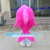 Pink Shark With Sharp Tooth Mascot Costume