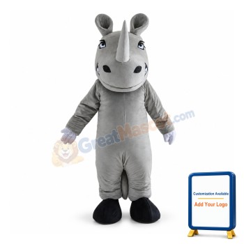 Peaceful Grey Rhino Mascot Costume