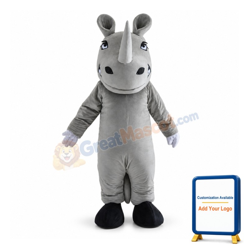 Peaceful Grey Rhino Mascot Costume