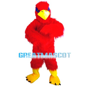 Pointy Beak Red Furry Eagle Mascot Costume