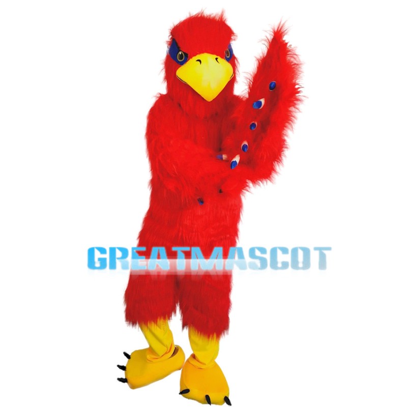 Pointy Beak Red Furry Eagle Mascot Costume