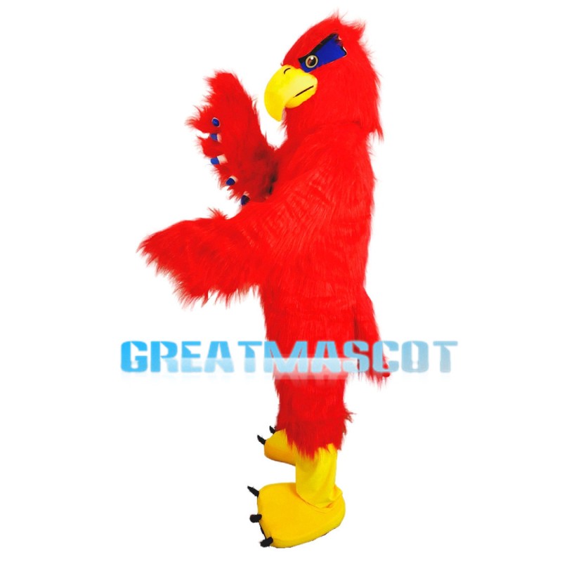 Pointy Beak Red Furry Eagle Mascot Costume
