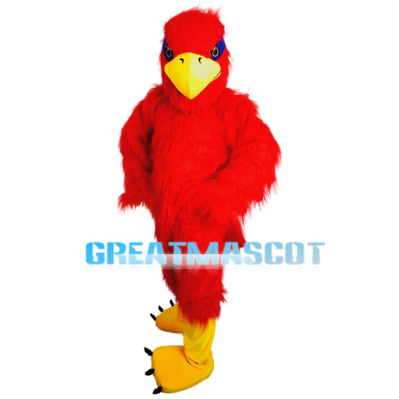 Pointy Beak Red Furry Eagle Mascot Costume