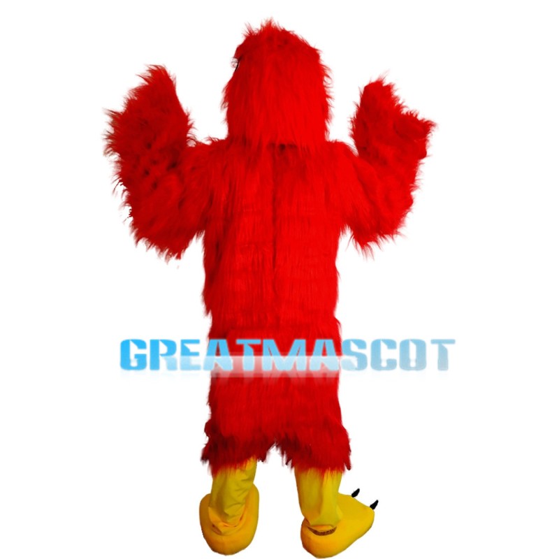 Pointy Beak Red Furry Eagle Mascot Costume