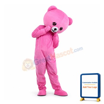 Shy Pink Bear Mascot Costume