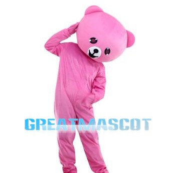 Shy Pink Bear Mascot Costume