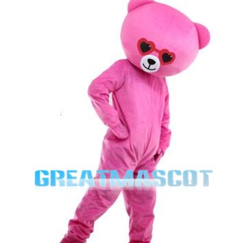 Shy Pink Bear Mascot Costume