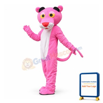 Pink Tiger With Red Nose Mascot Costume