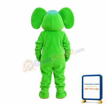 Cute Green Elephant Mascot Adult Costume