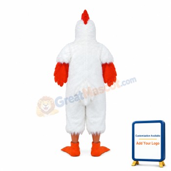 Classic White Rooster Long Wool Mascot Costume