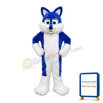 Royal Blue Husky Dog Plush Mascot Costume
