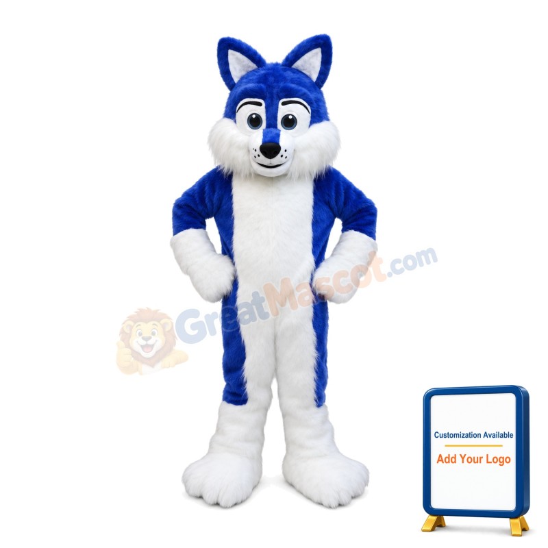 Royal Blue Husky Dog Plush Mascot Costume